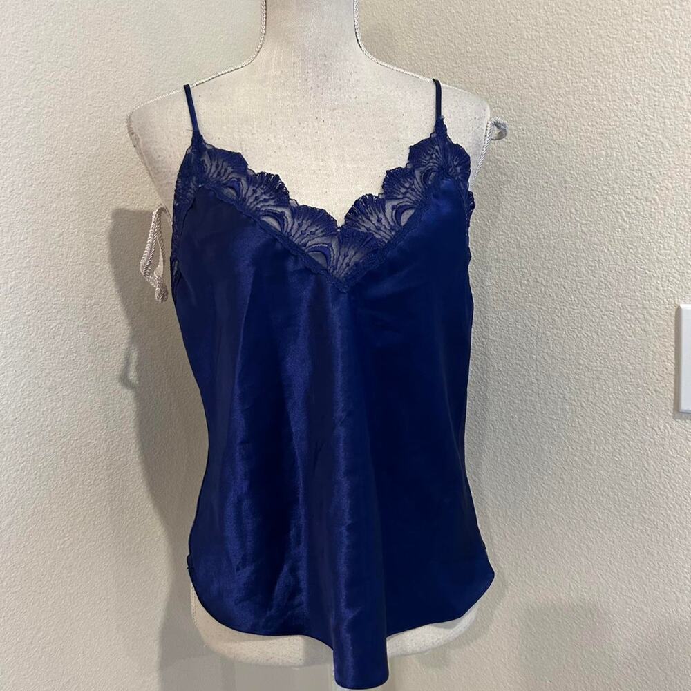 Victoria's Secret blue satin lace cami. Size large